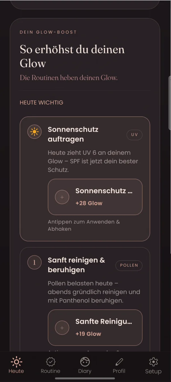 Empfehlungen unter „So erhöhst du deinen Glow“