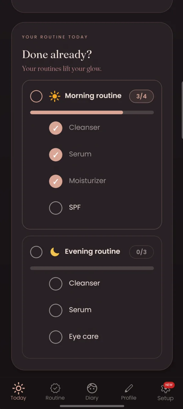 Routine du matin avec les étapes cochées
